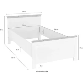Home Affaire Bett HOME AFFAIRE "Florenz Doppelbett Landhausstil Bettgestell (100,140 oder 180/200cm)", weiß (piene weiß), L:208cm, Betten, Bett, aus FSC-zertifiziertem Holzwerkstoff, in 3 Breiten