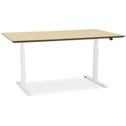 Kadima Design Schreibtisch höhenverstellbar | 150x70 cm | Elektrisch Homeoffice Design Ergonomisch | Beige-Weiß | Bürotisch