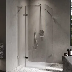 ALLUVION Imperium Schwingtür mit festem Segment und Seitenwand 120,1-150 x 120-200 cm, Duschkabinen, silber hochglanz