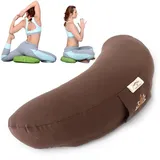 SEI Design Yogakissen Meditationskissen Yogakissen Halbmond mit Buchweizenschalen Füllung, gesticktes Motiv braun