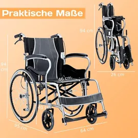 Antar Leichter Rollstuhl AT52301 faltbar grau/schwarz