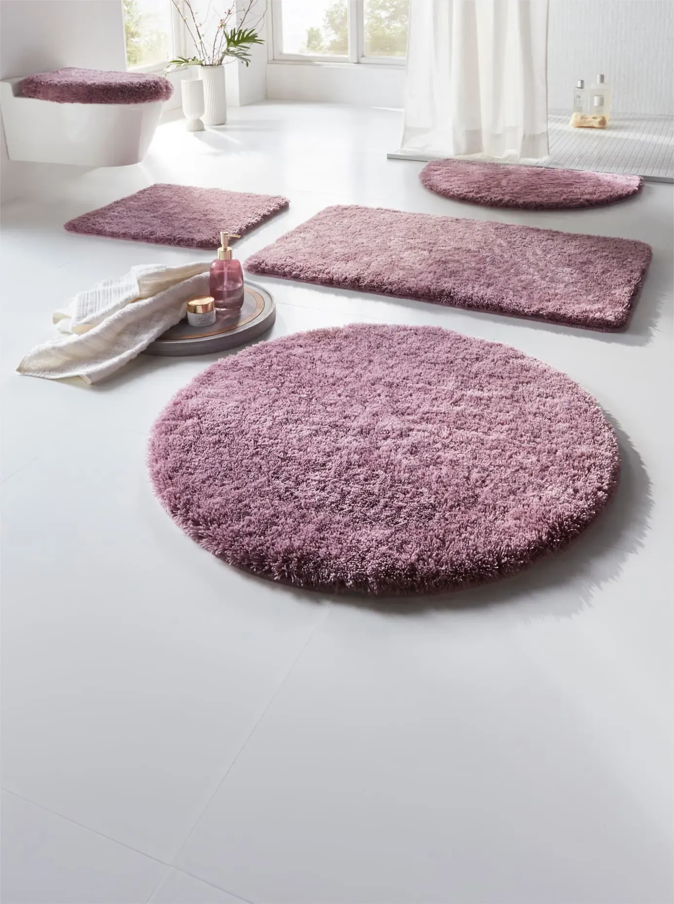 Badematte HEINE HOME Gr. 6, lila (mauve), rechteckig (90cm x 160cm ), 1 Stk., Badematten, Badematte