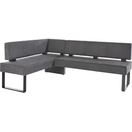 OTTO home Eckbank OTTO HOME "Oliver mit Metallgestell, Küchenbank", grau (grau, schwarz), B:200cm H:89cm T:160cm, Holzwerkstoff, Massivholz, Polyester, Sitzbänke, Eckbank, verschiedene Bezüge Cord Esszimmerbank OTTOs Choice