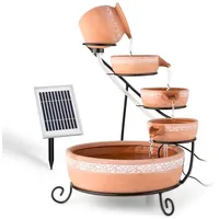 Blumfeldt Empoli Kaskadenbrunnen Terrakotta 5 Stufen 200 l/h Solar 2W LED Terrakotta Stein