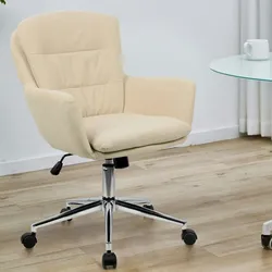SVITA MARTE Bürostuhl Drehstuhl höhenverstellbar Stoffbezug mit Rollen Beige