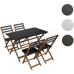 Garnitur HWC-P72, Sitzgruppe Gartenmöbel-Set Essgruppe 4x Stuhl Tisch, Akazie Holz klappbar ~ natur-schwarz