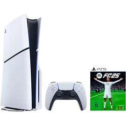 PLAYSTATION 5 Spielekonsole "Disk Edition (Slim) inkl. EA SPORTS FC 25", schwarz-weiß (weiß, schwarz), B:9,6cm H:35,8cm T:21,6cm, Spielekonsolen