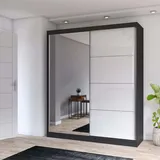 fabryka mebli idczak Schwebetürenschrank 183 x 218 x 61 cm Schwarz/Weiß