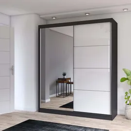 fabryka mebli idczak Schwebetürenschrank 183 x 218 x 61 cm Schwarz/Weiß