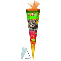 alles-meine.de GmbH stabile Spitze - aus Kunststoff - für Schultüte - Katzen Pussycat - 50 / 70 / 85 cm - mit / ohne Kunststoff Spitze - Zuckertüte ALLE Größen - für Mädchen Katz