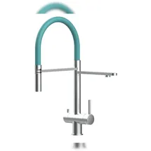 VIZIO 3 Wege Wasserhahn Küchenarmatur Edelstahl Massiv Türkis