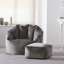 I.C.O.N. icon Sitzsack-Sessel, Grau, Textil, 180 L, 1-Sitzer, Zylindrisch, 77x64x74 cm, Hergestellt in Deutschland, Oeko-Tex® Standard 100, Wohnzimmer, Hocker, Sitzsäcke, XXL Sitzsäcke