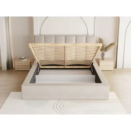 WFL GROUP Polsterbett Amira mit Bettkasten Schwarz Samt 200x200 cm