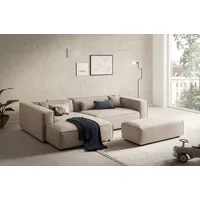 LeGer Home by Lena Gercke »PIARA XXL, L-Form mit Schlaffunktion, Big-Sofa in Cord o. Leinenoptik«, Hocker stellbar zum Schlafsofa (Krokodilverbinder), tiefe Sitzfläche beige