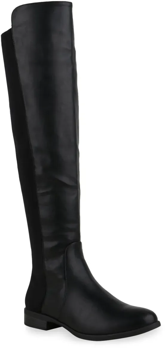 Damen Klassische Stiefel in Schwarz PU