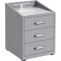Nachtkonsole ED EXCITING DESIGN "Moon", grau (grau, colet 06 grau), B:47cm H:61cm T:46cm, Sideboards, mit LED-Beleuchtung und USB-Anschluss & USB-C-Anschluss