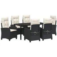 VidaXL 7-teiliges Garten-Dining-Set mit Kissen, schwarzes Poly-Rattan