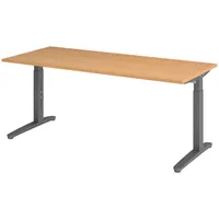 Bümö Schreibtisch Buche, Graphit, Nachbildung,Buche, Rechteckig, 180x74x80 cm, FSC