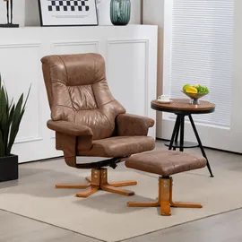 Homcom Relaxsessel mit Hocker, Fernsehsessel, TV Sessel mit Liegefunktion,Polstersessel für Wohnzimmer, Schlafzimmer, Mikrofaser Braun, 78 x 82,5 x 109 cm