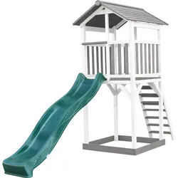 AXI Beach Tower Spielturm Grau/Weiß mit Rutsche Grün & Sandkasten GRÜN Junior