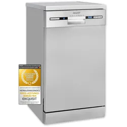 Exquisit Geschirrspüler GSP9309-030E silber | Spülmaschine 45 cm | Maßgedecke: 9 Restlaufzeiten Anzeige | Standgerät