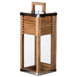 Casa Padrino Deko Kerzenleuchter Braun / Silber 23 x 23 x H. 53 cm - Handgefertigte Laterne mit Tragegriff - Gastronomie Accessoires - Restaurant Accessoires - Hotel Accessoires - Deko Accessoires