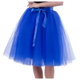 Tüllrock Damen Tüll Röcke Tütü Tutu Erwachsene Rock Tüll Petticoat Unterrock Tüllröcke Midi Karneval Ballett Tutu Kostüm Tütüs Prinzessin Fasching Tüllröckchen 50er Rockabilly 6 Schicht Saphir - Taille 65-120 CM, Länge 65 CM