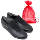 DanzaVinci Bundle Bleyer Voltigierschuhe 3843 Volti-Profi mit Schuhbeutel, Schwarz, 42, Gymnastikschuhe aus Soft-Microfaser für Kinder und Erwachsene, Schläppchen rutschfest - 42 EU