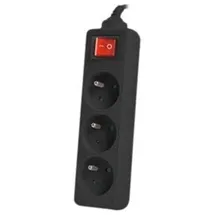 LANBERG PS1-03E-0300-BK Verlängerungskabel 3 m 3 AC-Ausgänge Drinnen/Draußen Schwarz