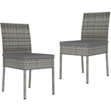 vidaXL Garten-Essstühle 2 Stk. Poly Rattan Grau