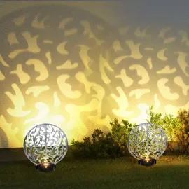 GLOBO Solarleuchte Metall 30x10x41 cm 2x LED warmweiß silber antik