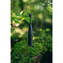 happybrush Elektrische Zahnbürste Eco VIBE 3 - Nachhaltige mit 6 Wochen Power-Akku inkl. 4 Aufsteckbürsten - AllBlack