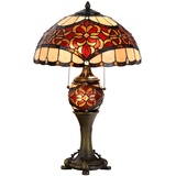 Bieye L30802 Barock-Tischlampe aus Buntglas im Tiffany-Stil, beleuchteter Sockel für Wohnzimmer, Nachttisch, Heimdekoration