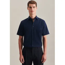 Businesshemd SEIDENSTICKER "Regular", Herren, Gr. 3XL (48), normale Ärmellängen, blau (dunkelblau), 100% Baumwolle, unifarben, regular fit, Kurzarm gerader Abschluss, Hemden, Regular Kurzarm Kentkragen Uni