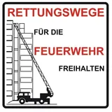 MBS FIRE Schild Feuerwehrzufahrt Rettungsweg für die Feuerwehr freihalten 50 x 50 cm