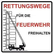 MBS FIRE Schild Feuerwehrzufahrt Rettungsweg für die Feuerwehr freihalten 50 x 50 cm