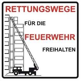 MBS FIRE Schild Feuerwehrzufahrt Rettungsweg für die Feuerwehr freihalten 50 x 50 cm