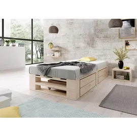 sunnypillow Palettenbett M2 90 x 200 cm Beige