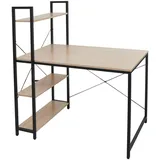 Mendler Schreibtisch mit Regal HWC-K81, Laptoptisch Bürotisch Arbeitstisch, 100x60cm Metall Holz - natur