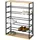 ELUNO Schuhregal 70 x 90 x 28 cm 2 Holzablagen, 4 Haken / schwarz matt