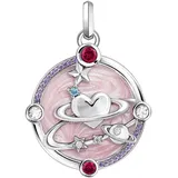 Thomas Sabo Kettenanhänger rosa mit Herzplaneten und Steinen, Silber