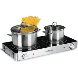 Klarstein VariCook Duo Kochplatte 3000W Edelstahlgehäuse Tragegriffe Edelstahl