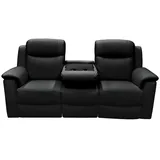 vente-unique Couch Leder 3-Sitzer Schwarz