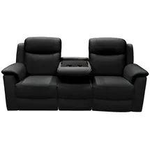 vente-unique Couch Leder 3-Sitzer Schwarz