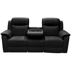 vente-unique Couch Leder 3-Sitzer Schwarz