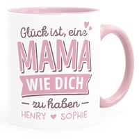 SpecialMe® Tasse personalisiertes Geschenk Spruch Glück ist einen Papa-Mama wie dich zu haben anpassbare Namen Mama - mit Namen inner-rosa Keramik-Tasse