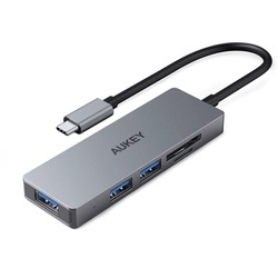 AUKEY CB-C63 Hub 3-in-1, USB-A und USB-C SD- & microSD-Karten, Grau Silber