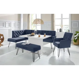 exxpo - sofa fashion Eckbank Doppio, Chesterfield Optik, komfortabel und bequem, hohe Designfüße«, Frei im Raum stellbar