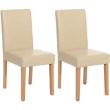 MCW 2er-Set Esszimmerstuhl Stuhl Küchenstuhl Littau ~ Leder, creme, helle Beine