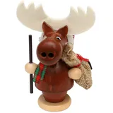Dekohelden24 Lustiger Holz-Räucher-Elch mit Jutesack
